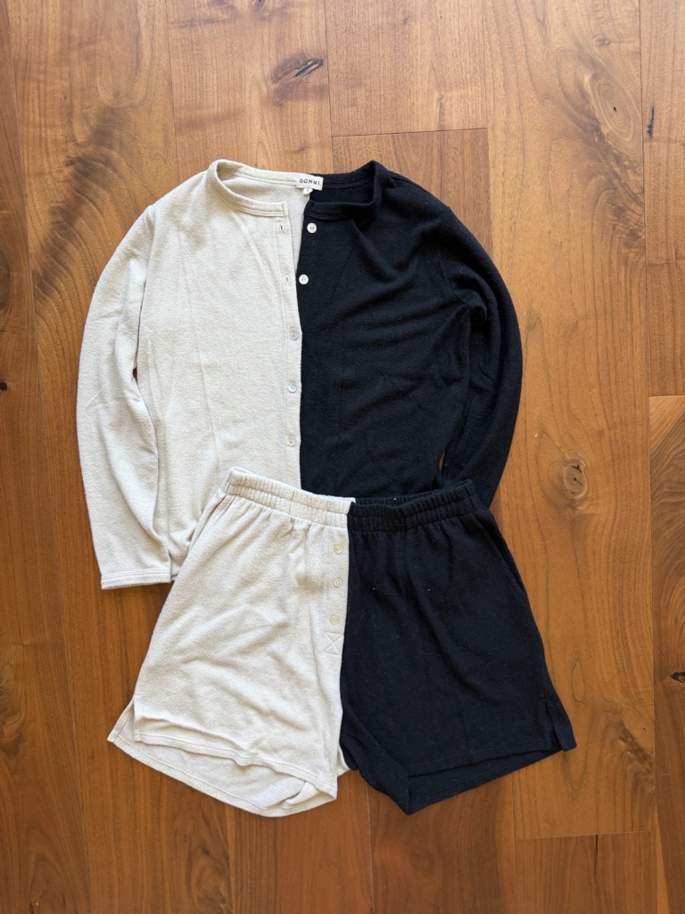 DONNI / Sweater & Short Matching Set / Small / Cream Black